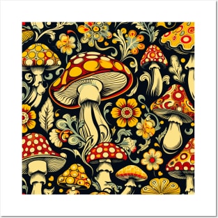 Retro Mushroom Pattern Posters and Art